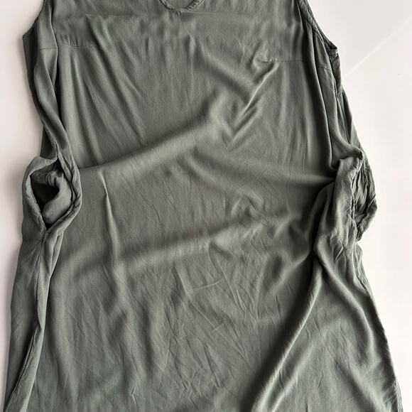 Tonle Recycled Material Lightweight V Neck Pockets Sleeveless Olive Dress XXL 2X - Picture 7 of 8